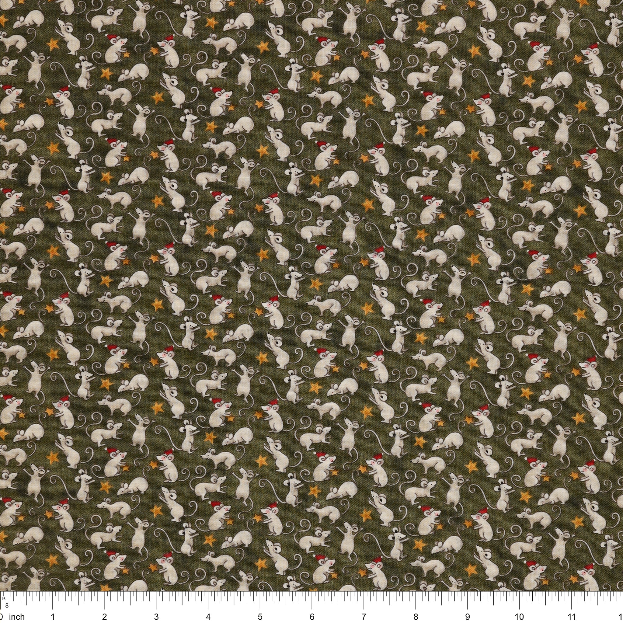 Northern Christmas Fabric Collection - Mice Green - Image 3