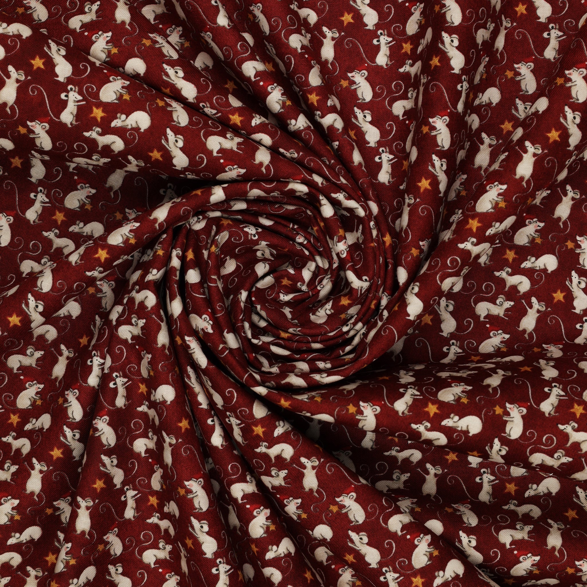 Northern Christmas Fabric Collection - Mice Red - Image 2
