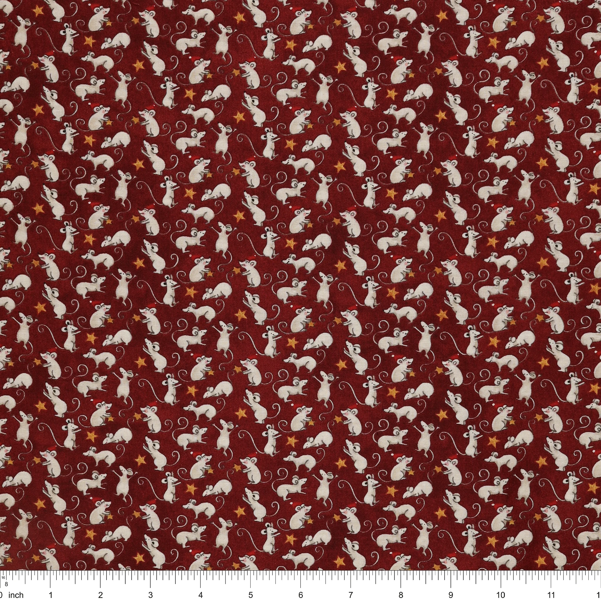 Northern Christmas Fabric Collection - Mice Red - Image 3