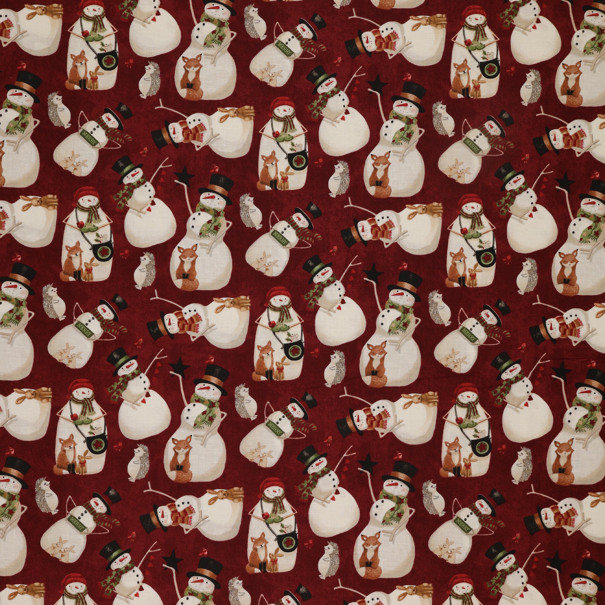 Northern Christmas Fabric Collection - Snowmen Red