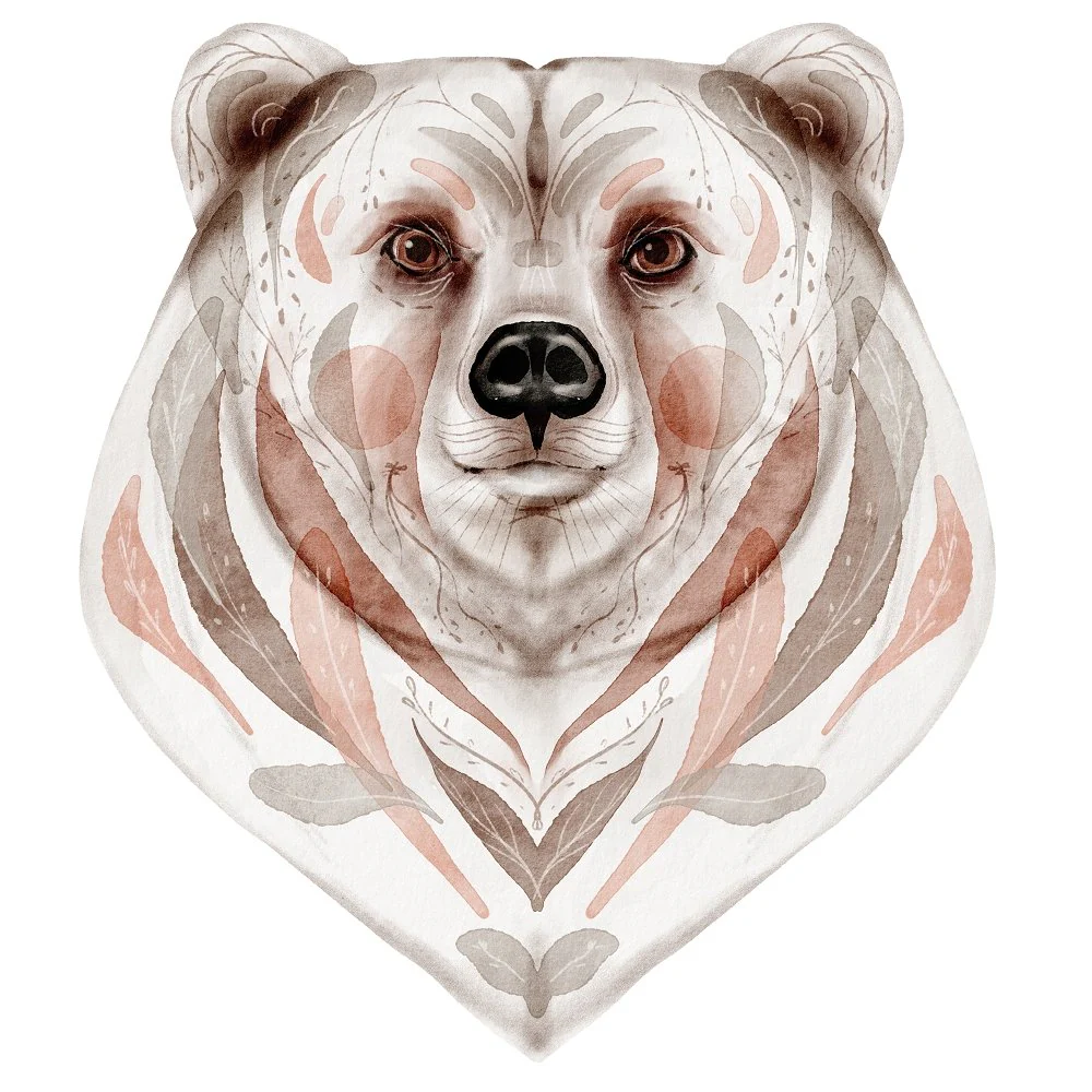 Northern Woods Bear Head Fabric Panel