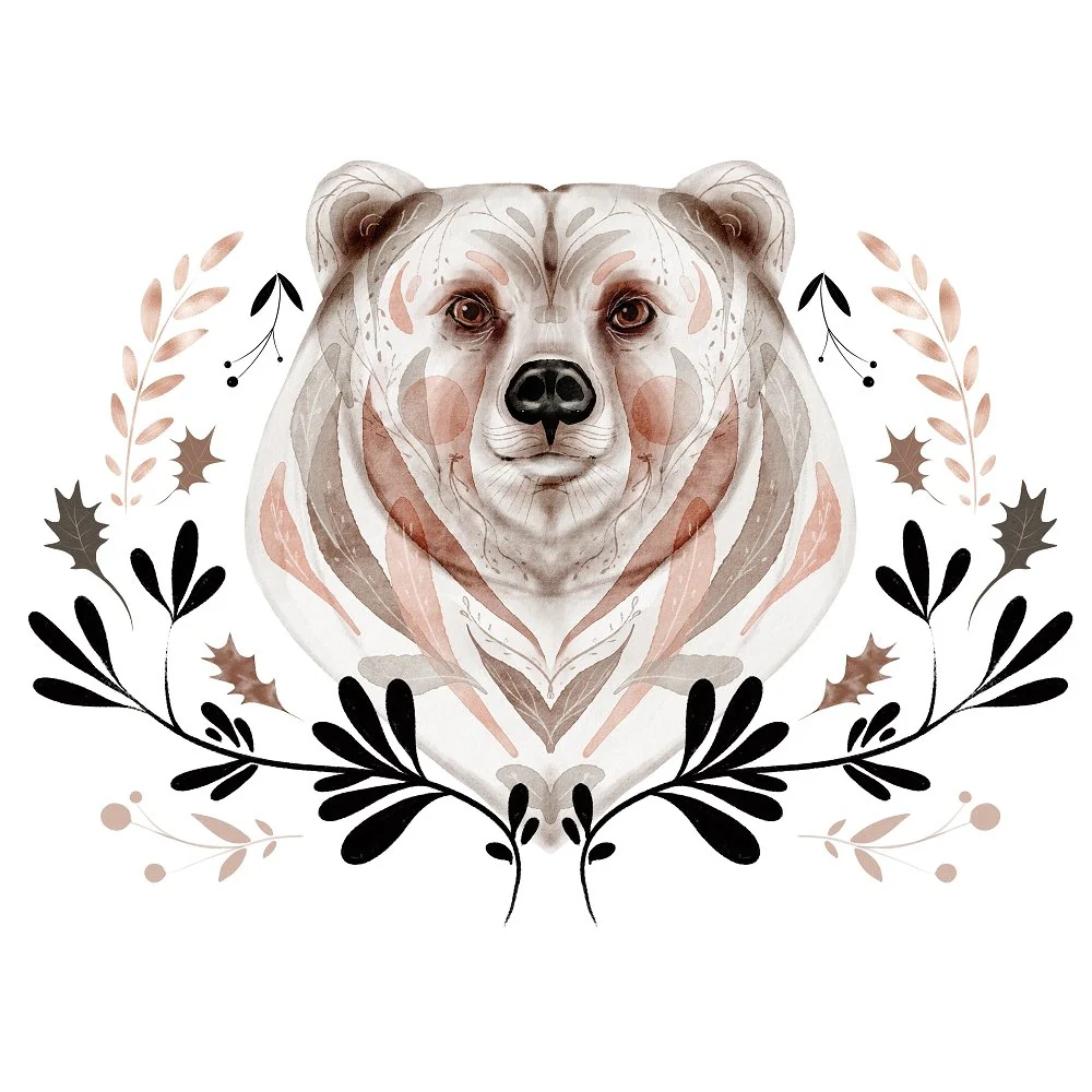 Northern Woods Bear Scene #1 Fabric Panel