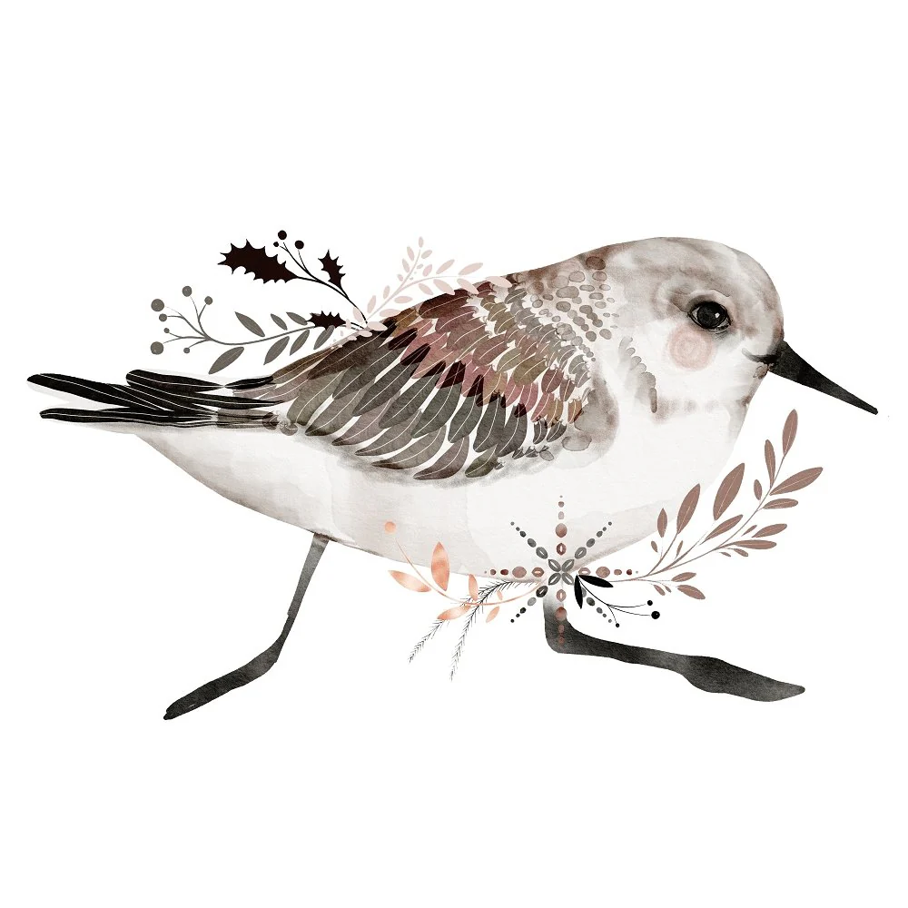 Northern Woods Bird Scene #1 Fabric Panel