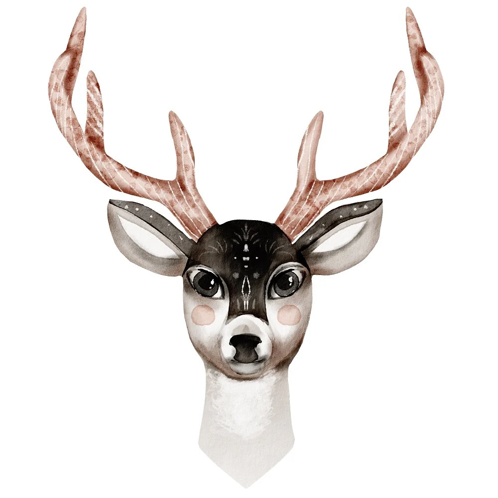Northern Woods Deer Head #1 Fabric Panel