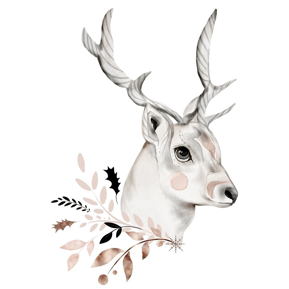 Northern Woods Deer Scene #5 Fabric Panel