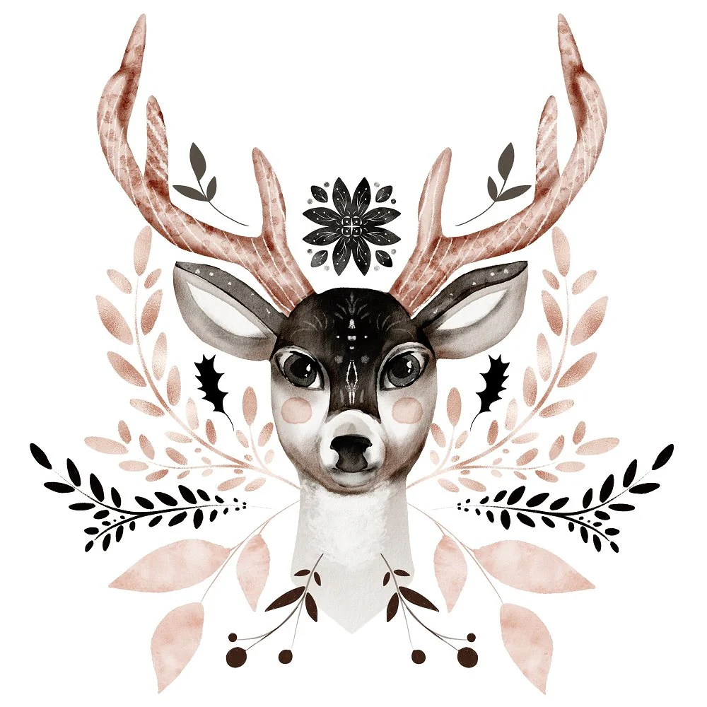 Northern Woods Deer Scene #6 Fabric Panel