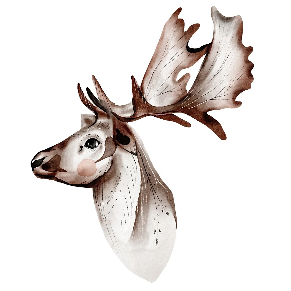 Northern Woods Moose Head Fabric Panel