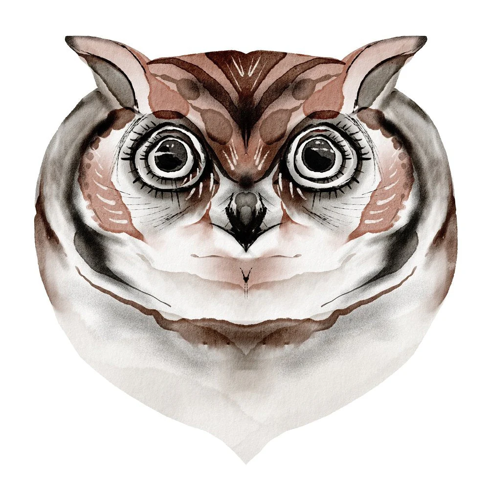Northern Woods Owl Head Fabric Panel