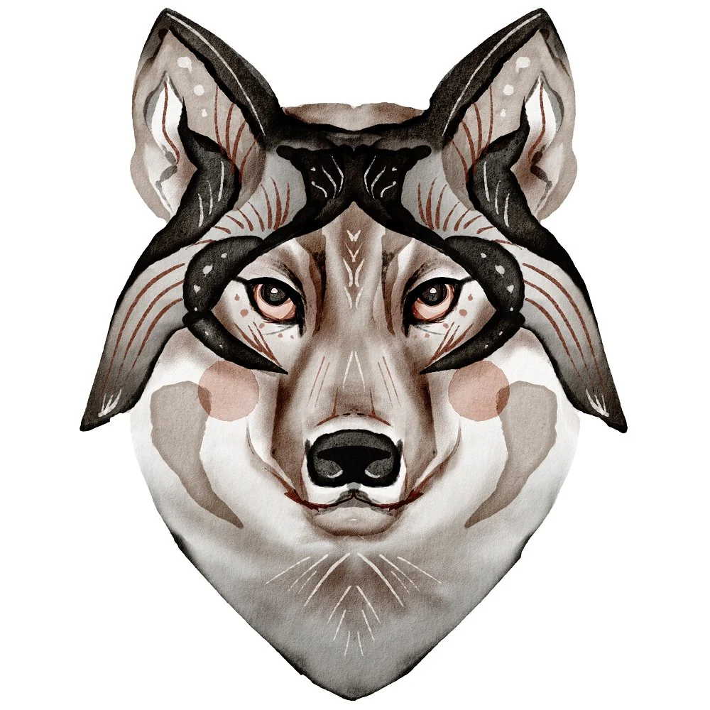 Northern Woods Wolf Head #2 Fabric Panel