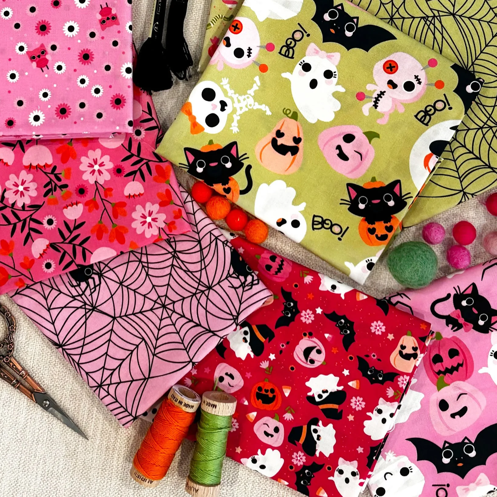Not Scary Fabric Collection - Spunky Spidey White - Image 4