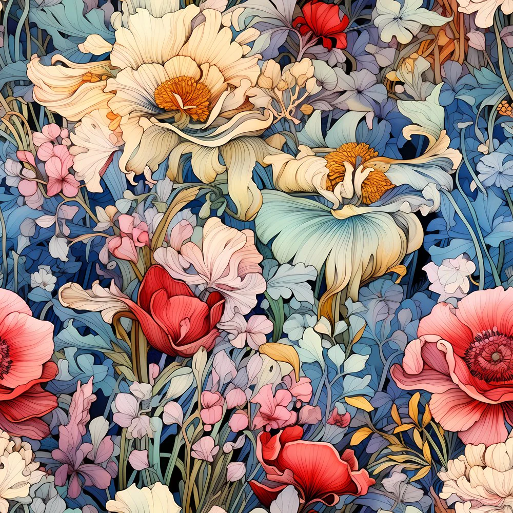 Nouveau Floral Pattern #2 Fabric