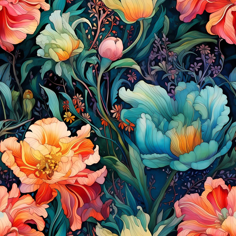 Nouveau Floral Pattern #6 Fabric