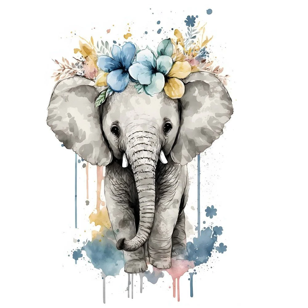 Nursery Baby Elephant Fabric Panel