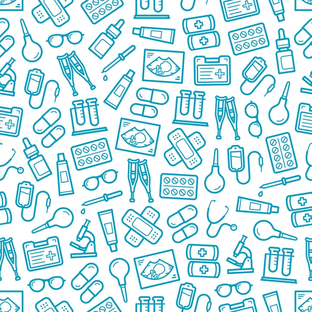Nurses Tools Fabric - Aqua