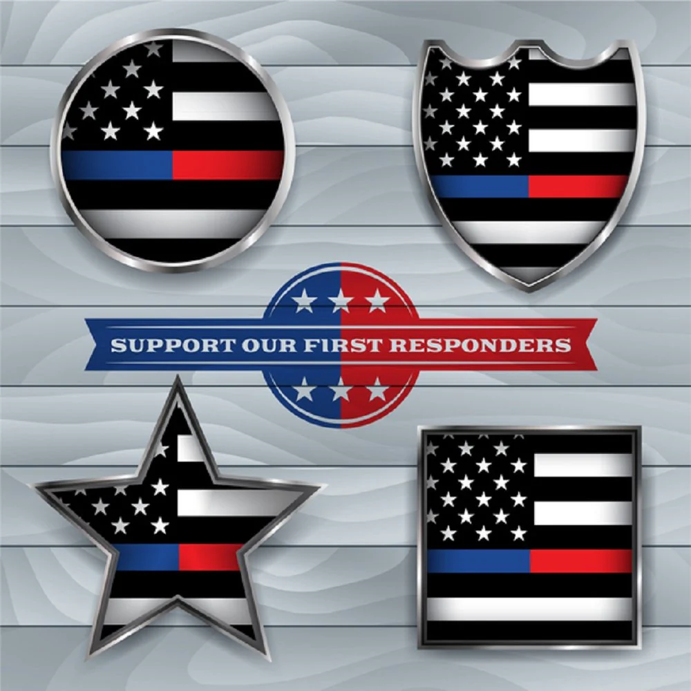 Occupation, First Responders Flag Emblem Fabric Panel - Gray
