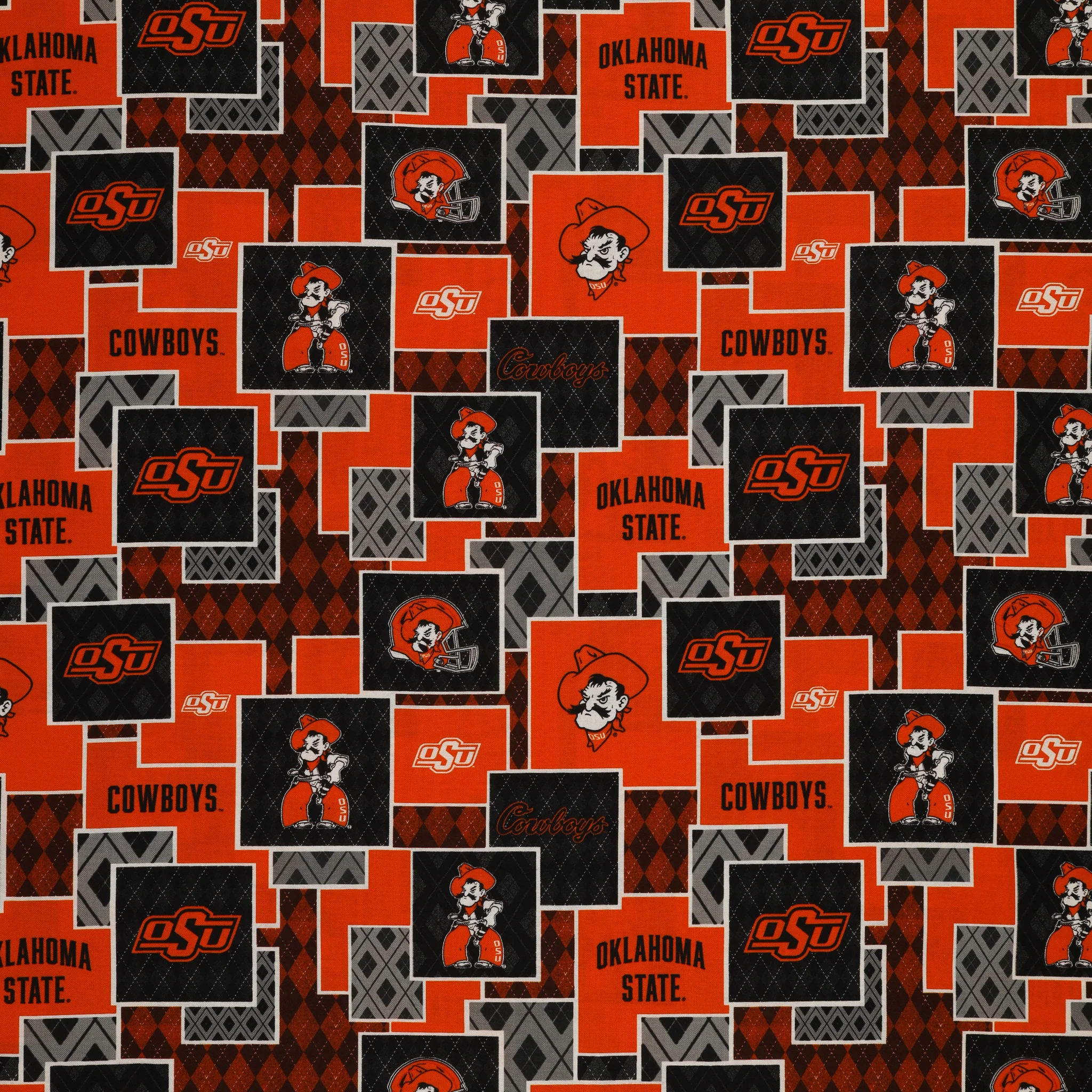 Oklahoma State Argyle Boxes Fabric