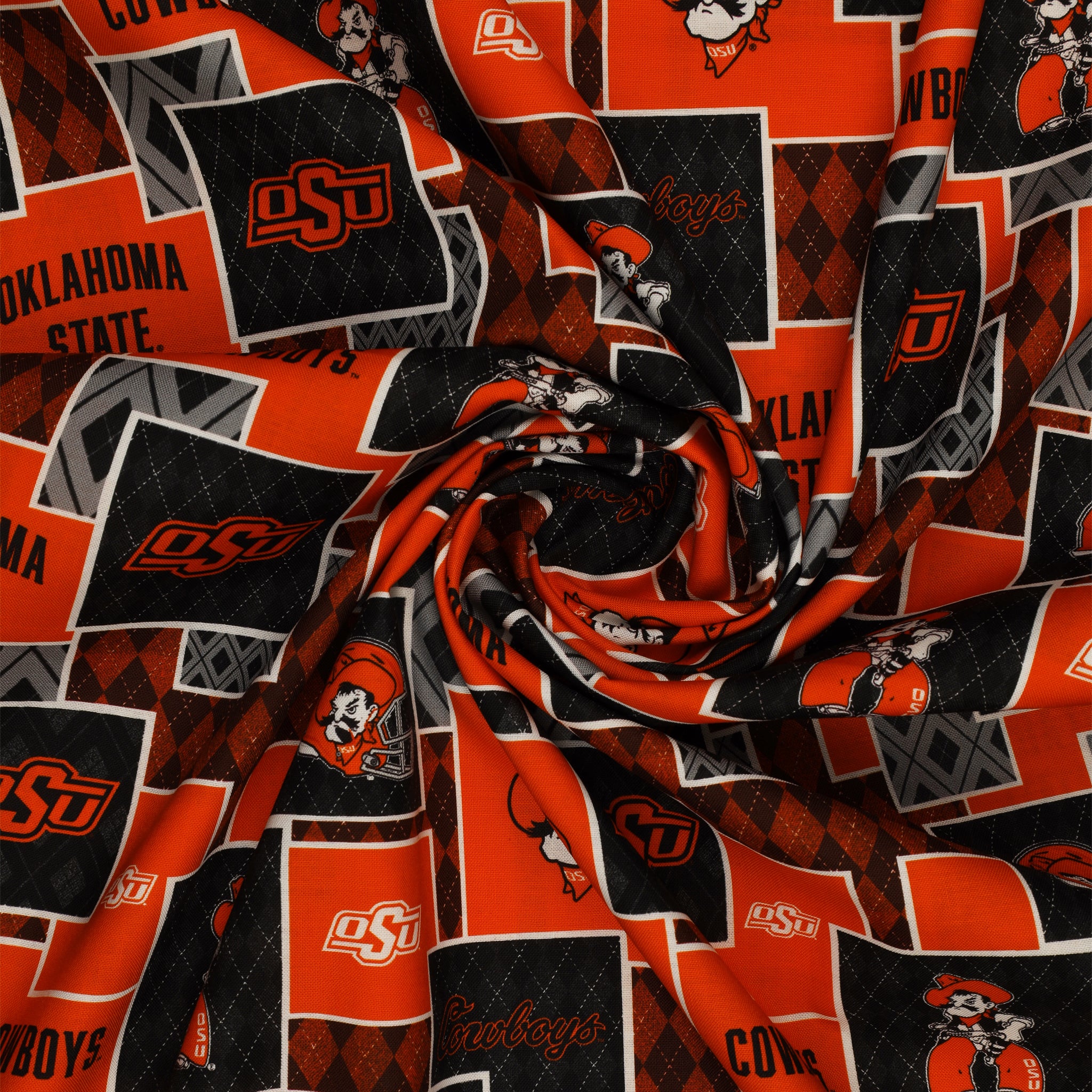 Oklahoma State Argyle Boxes Fabric - Image 2
