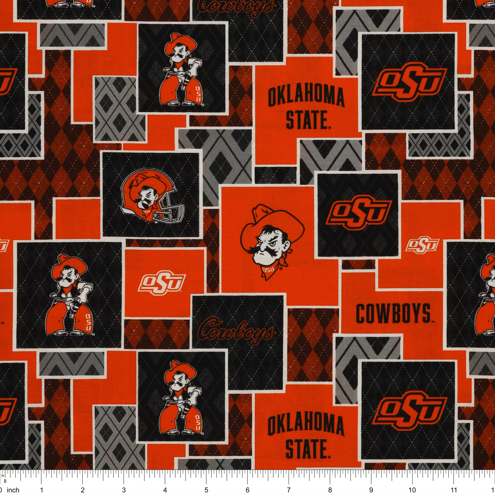 Oklahoma State Argyle Boxes Fabric - Image 3