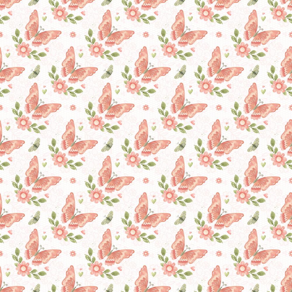 Orange Butterfly on Honey Comb Fabric - White
