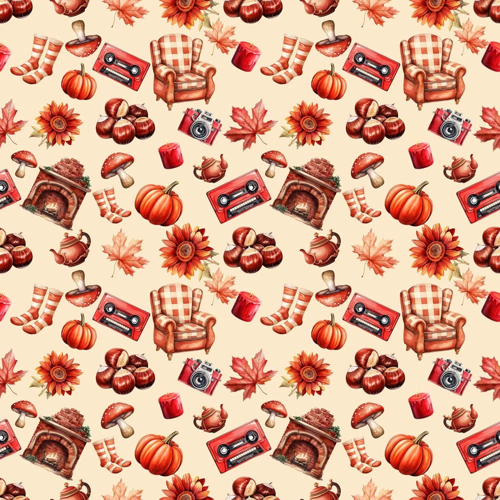 Orange Fall Elements Fabric