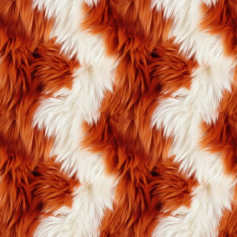 Orange & White Fur Fabric