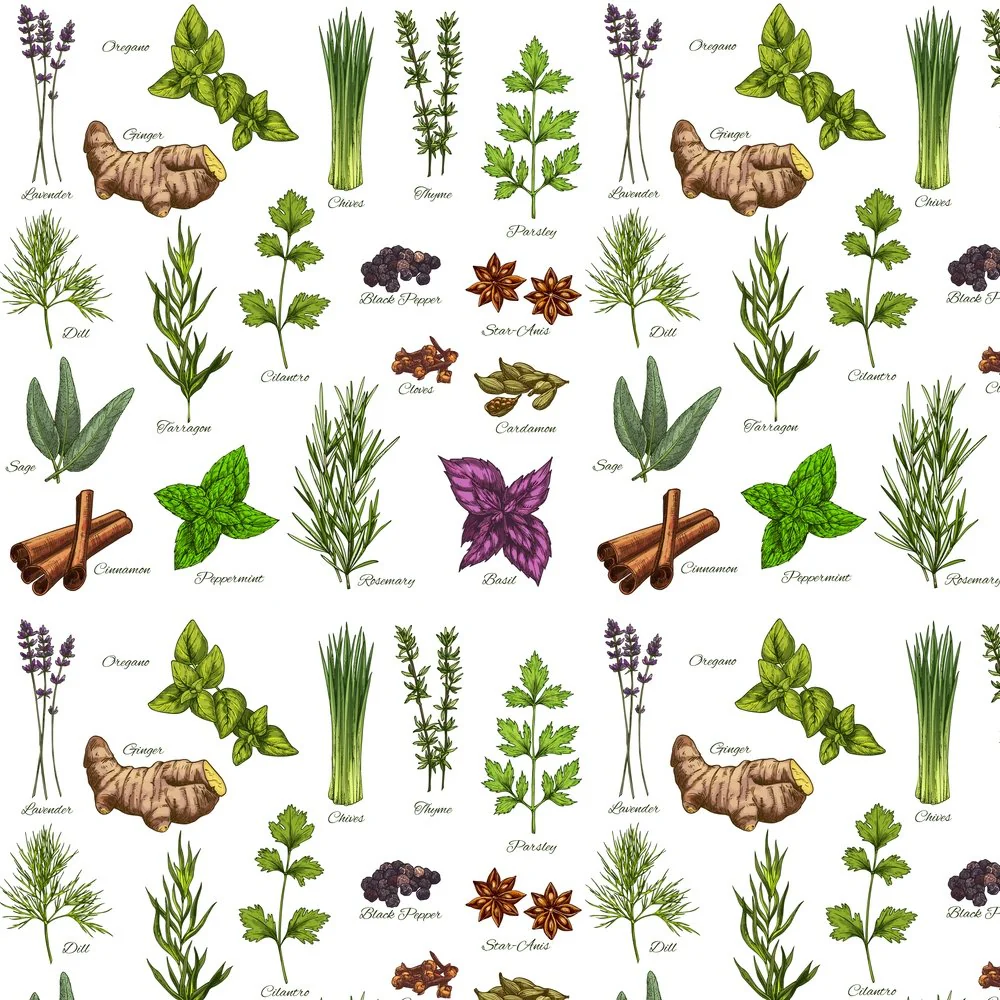 Organic Seasonings Fabric - White