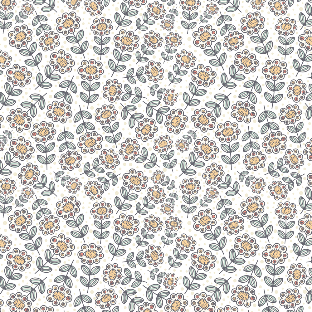Ornamental Sunflowers Fabric - Beige
