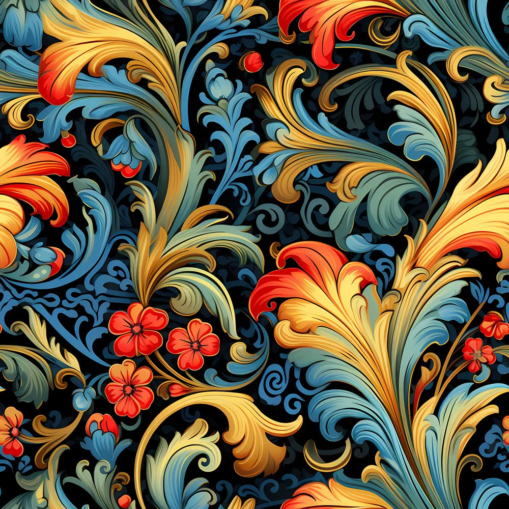 Ornate Renaissance Floral Pattern #1 Fabric