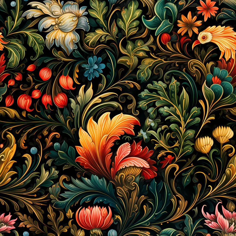 Ornate Renaissance Floral Pattern #11 Fabric