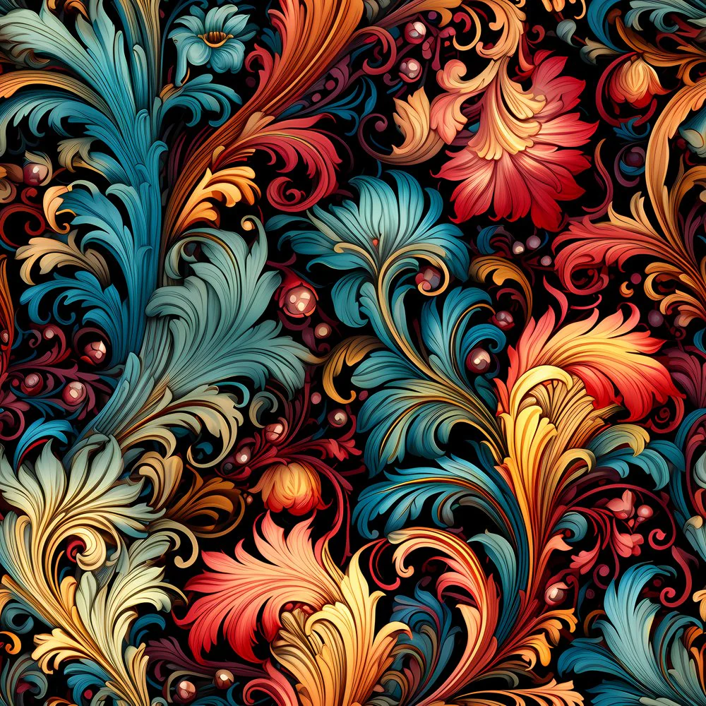 Ornate Renaissance Floral Pattern #13 Fabric