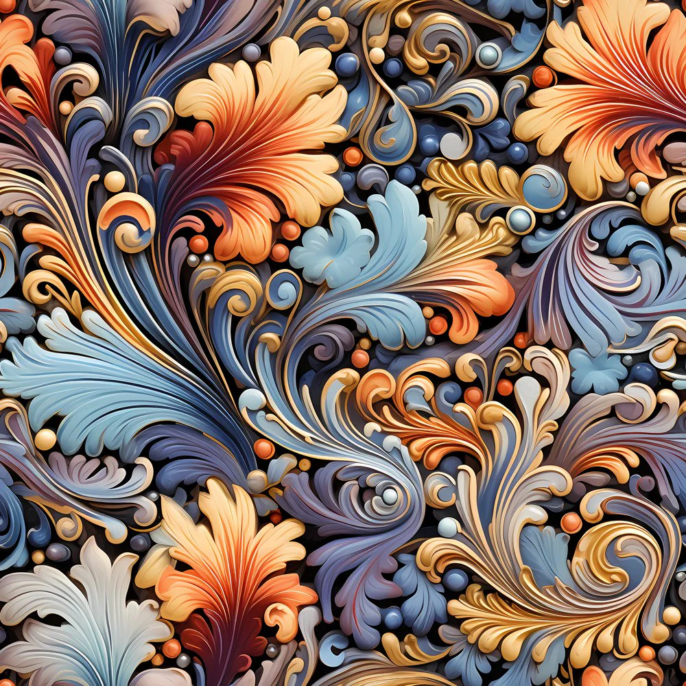 Ornate Renaissance Floral Pattern #15 Fabric