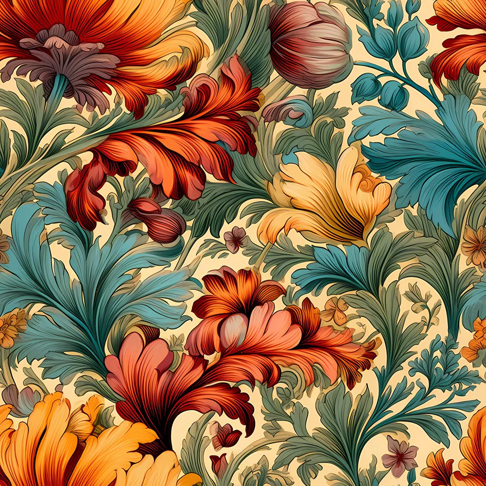 Ornate Renaissance Floral Pattern #6 Fabric