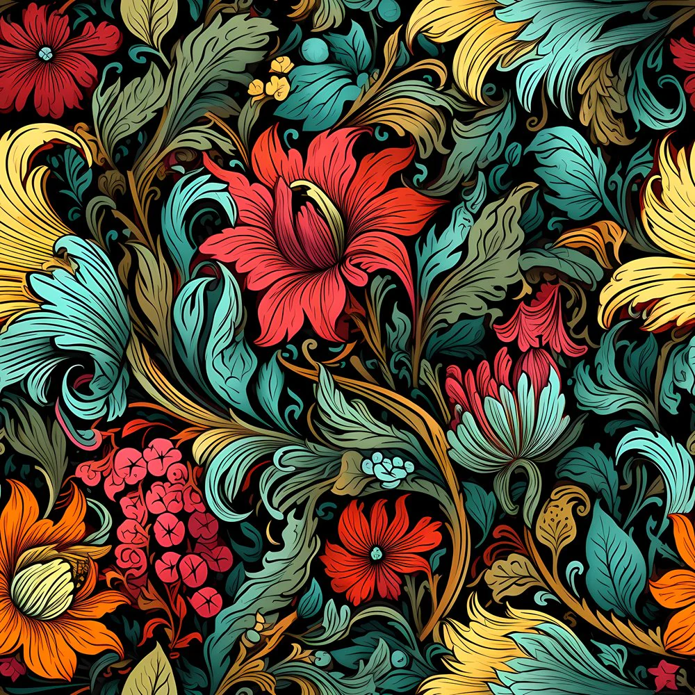 Ornate Renaissance Floral Pattern #8 Fabric