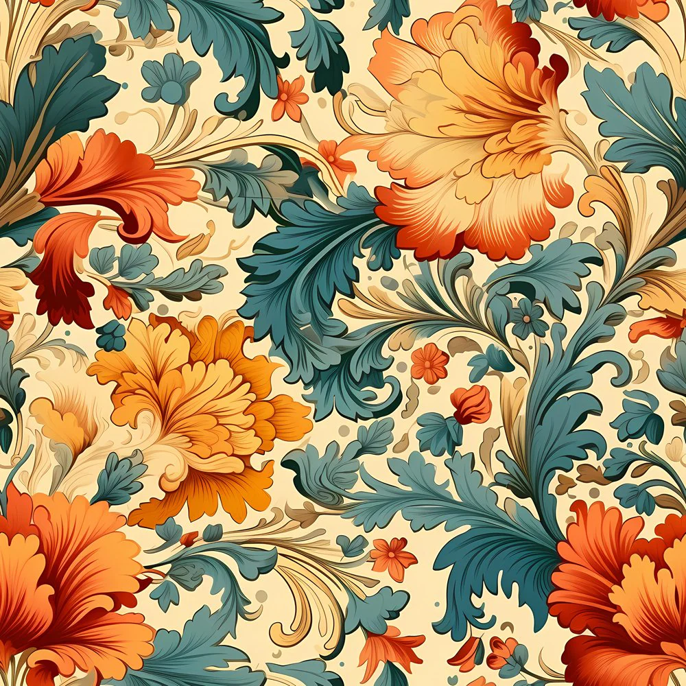 Ornate Renaissance Floral Pattern #9 Fabric