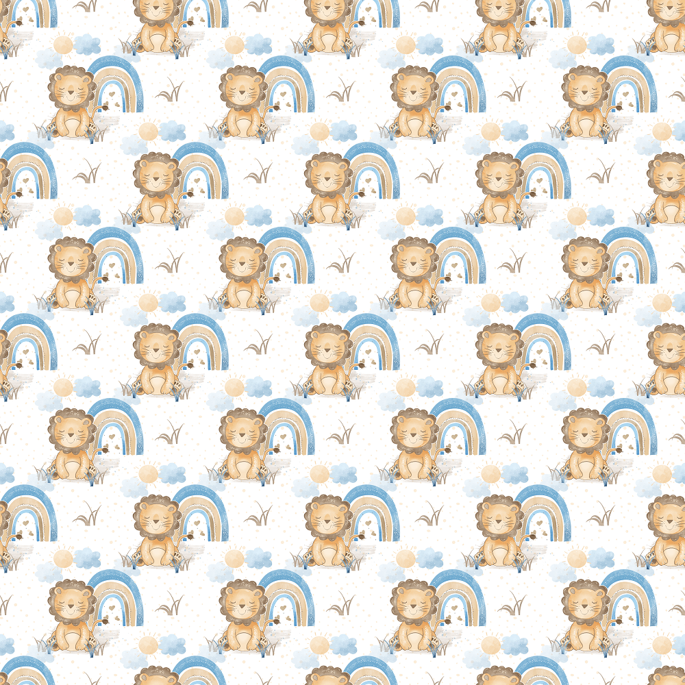Over The Rainbow Lion Fabric - White