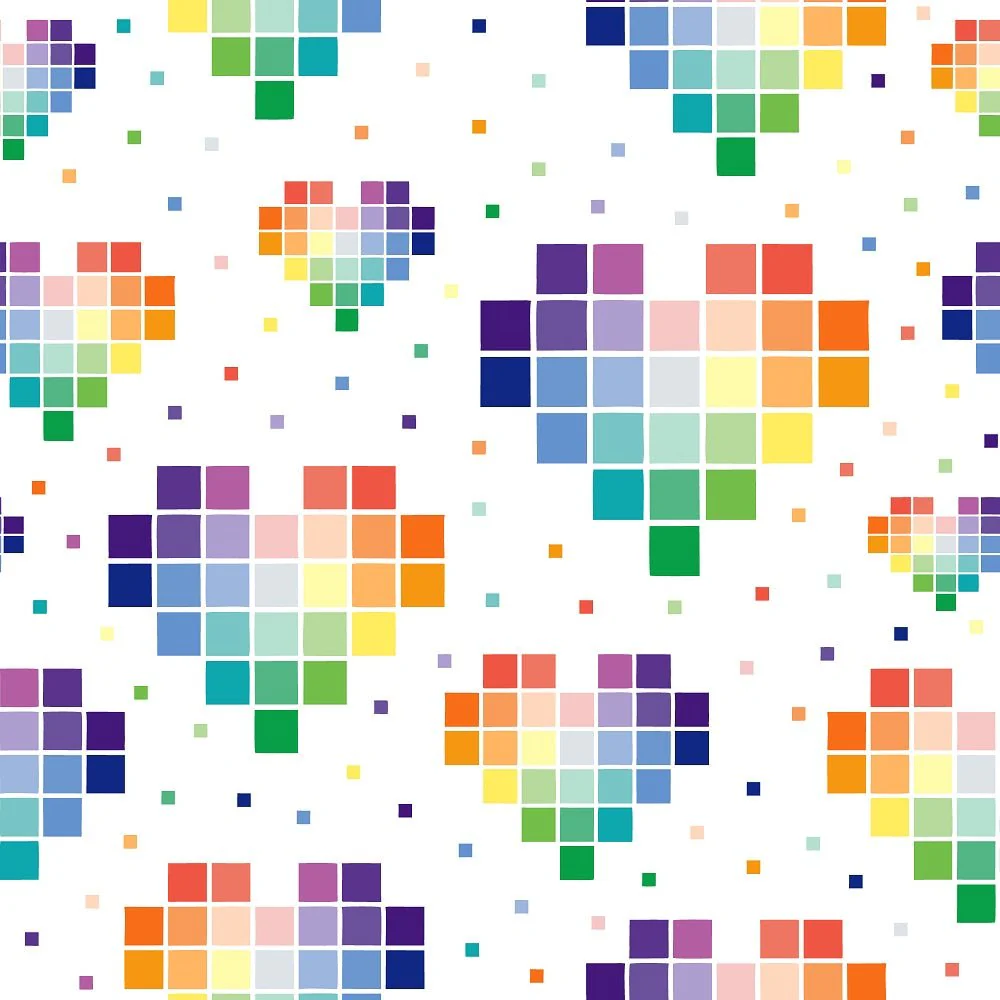 Over the Rainbow Mosaic Hearts and Dots Fabric