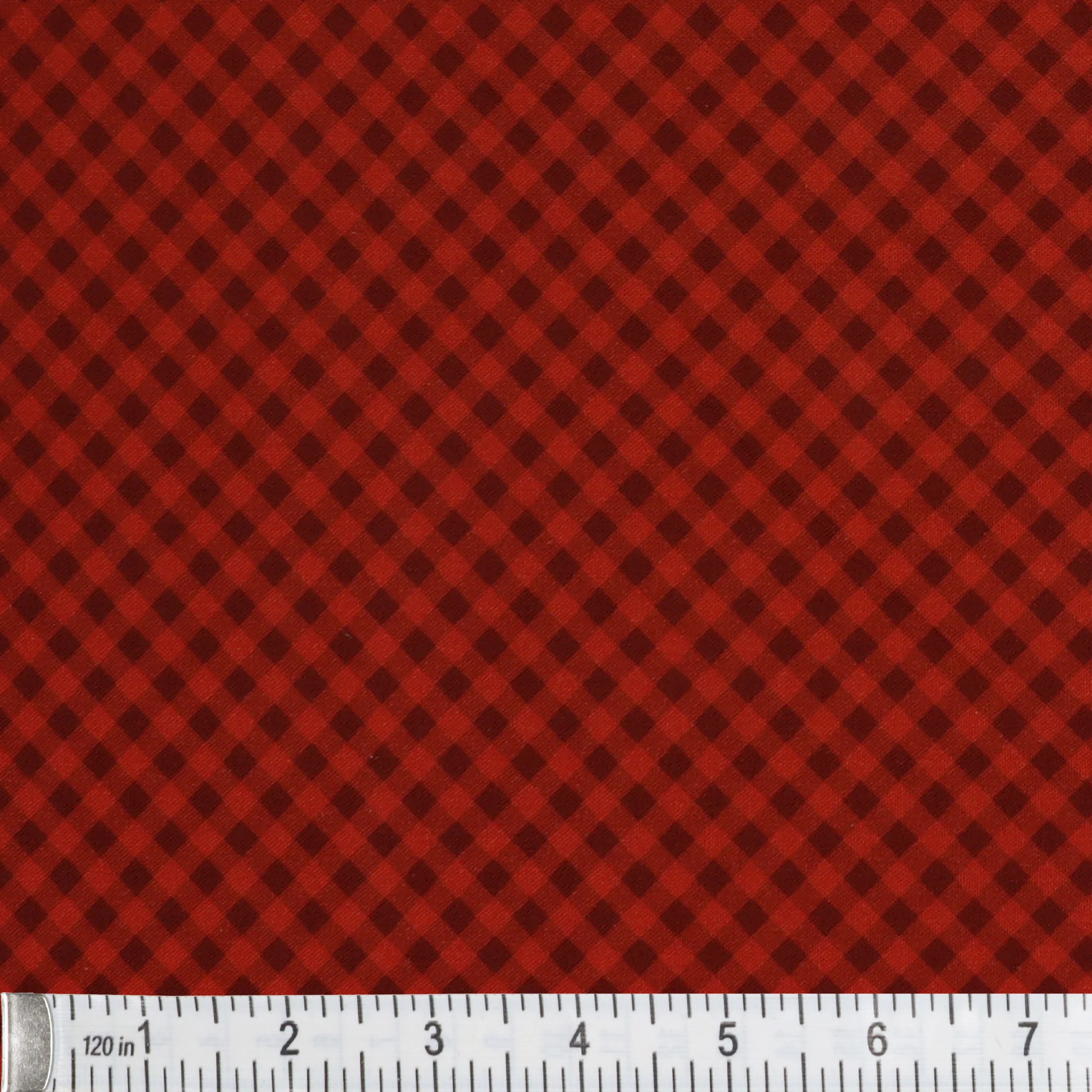 Owl Be Home For Christmas Fabric Collection - Jolly Bias Check Medium Red - Image 2