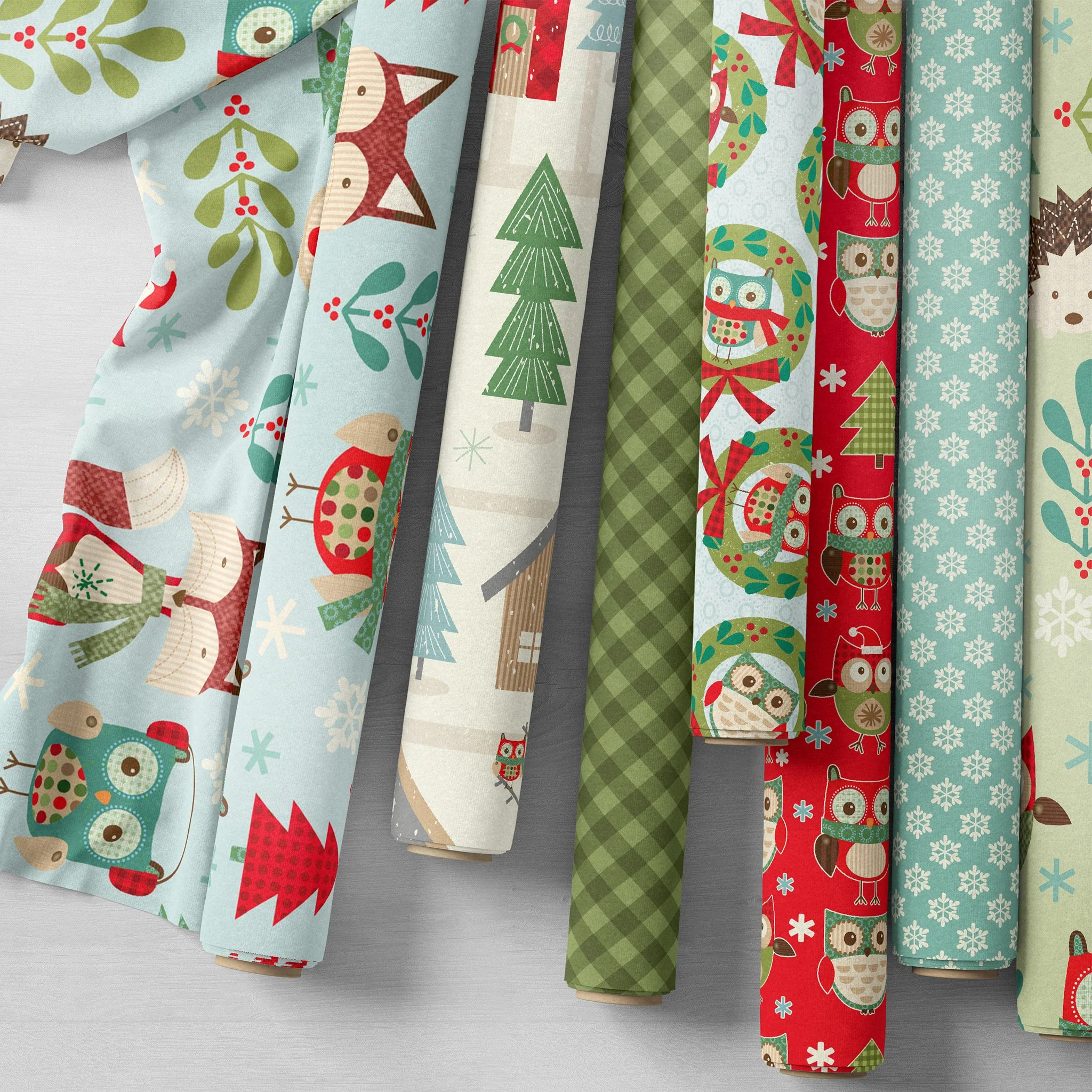 Owl Be Home For Christmas Fabric Collection - Snowflake Mini Turquoise - Image 3