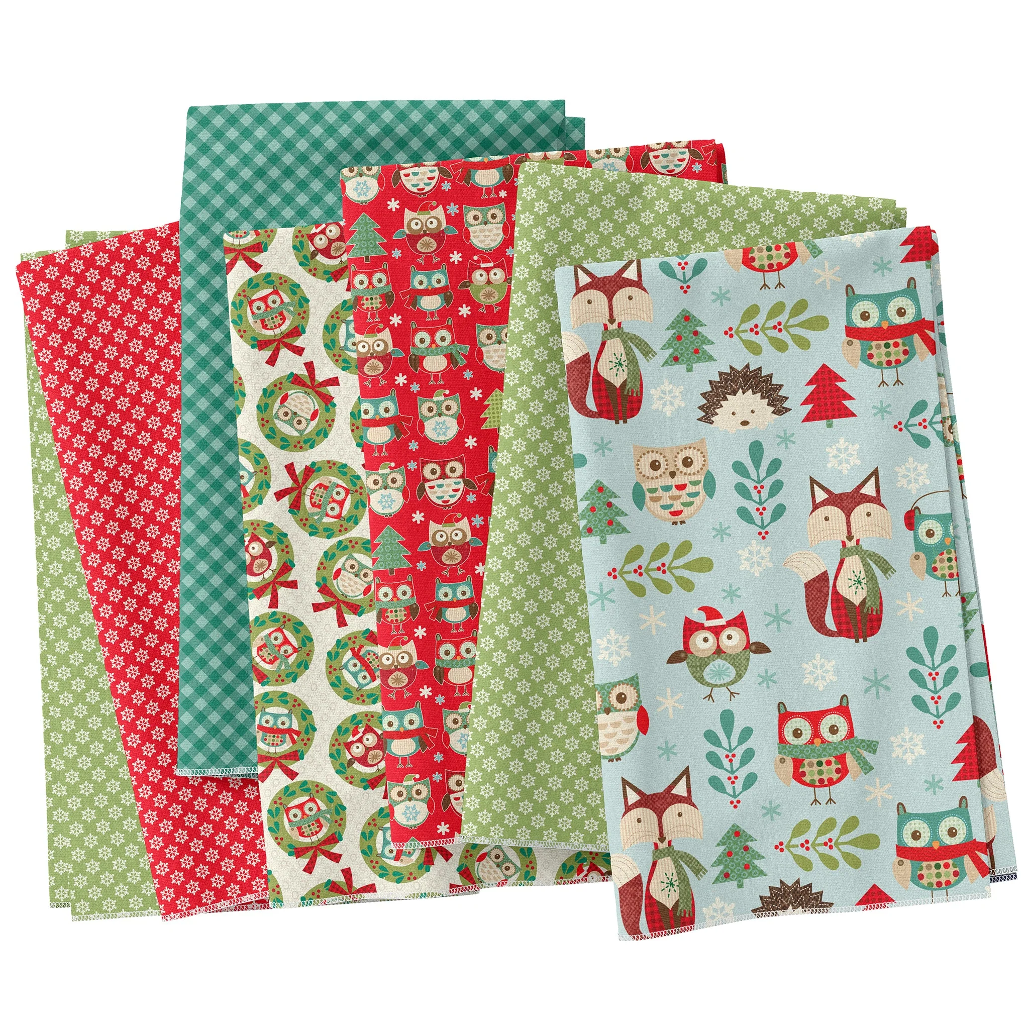 Owl Be Home For Christmas Fabric Collection - Snowflake Mini Turquoise - Image 5