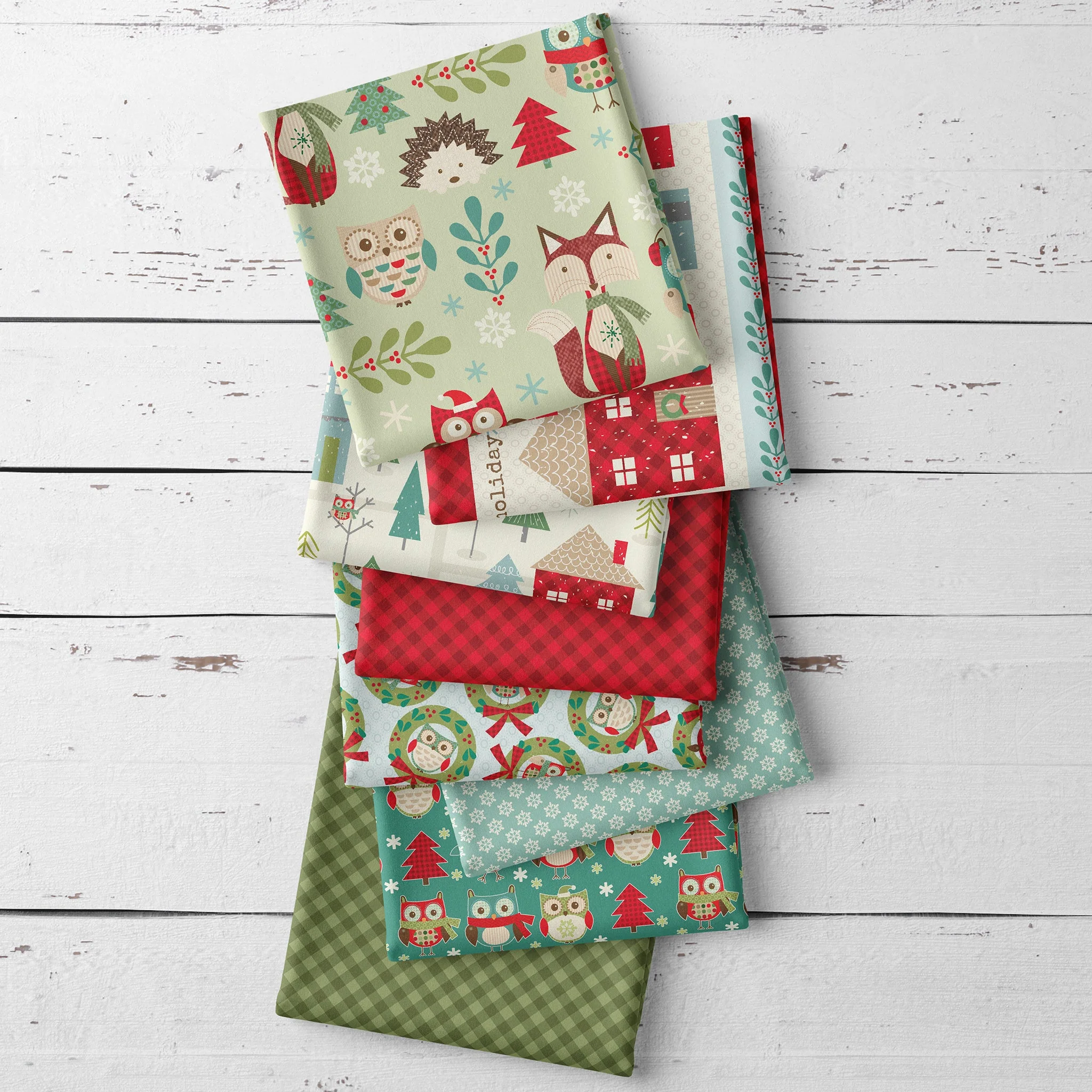 Owl Be Home For Christmas Fabric Collection - Snowflake Mini Turquoise - Image 6