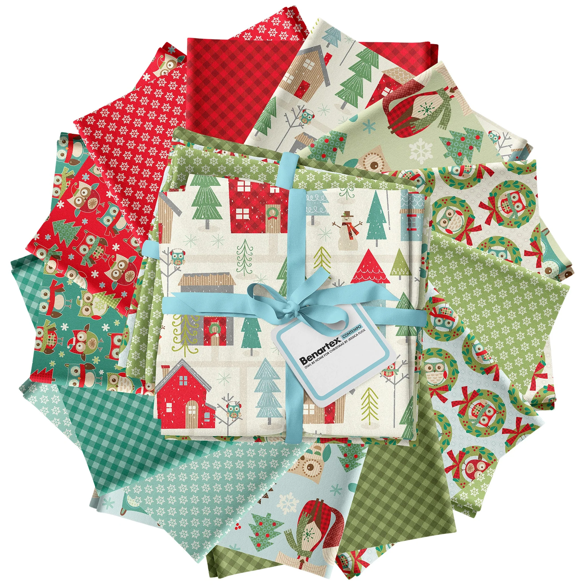 Owl Be Home For Christmas Fabric Collection - Snowflake Mini Turquoise - Image 7