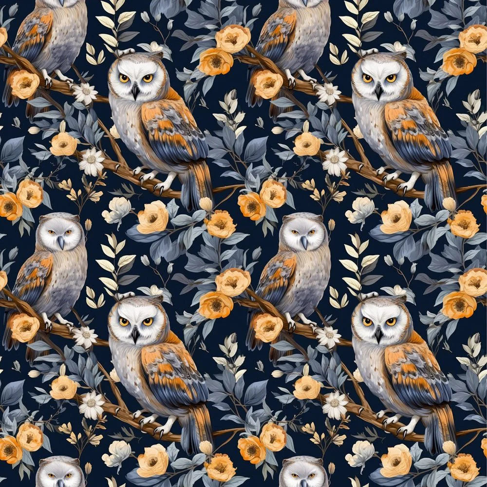 Owl & Floral Fabric