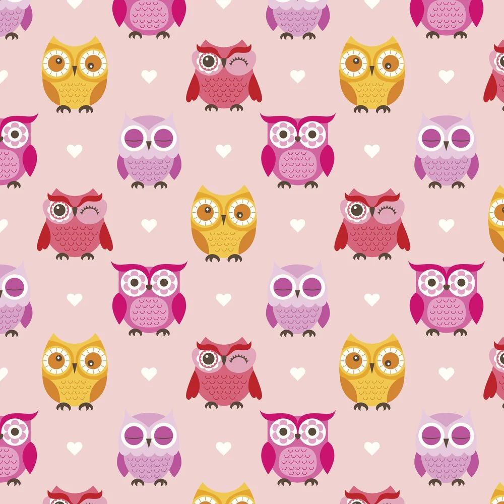 Owl You Need Is Love Fabric - Pink