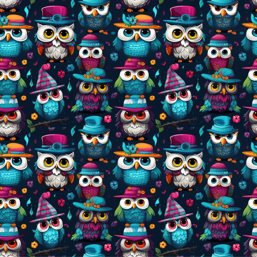 Owls in Hats Fabric