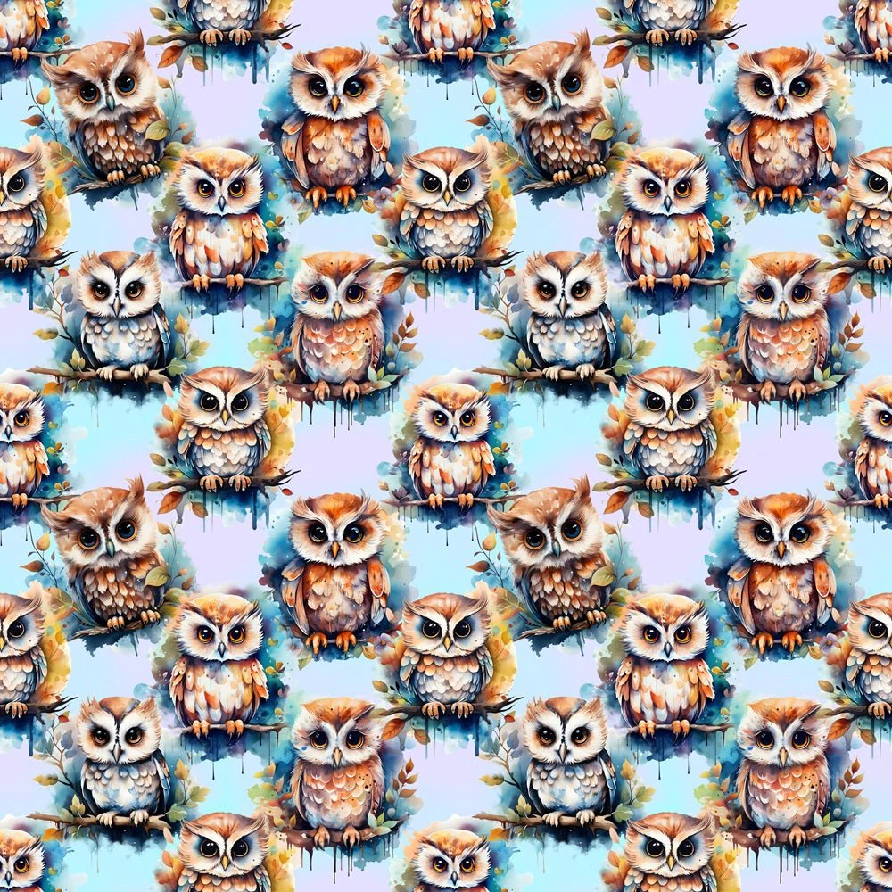 Owls in Tree Branch Fabric
