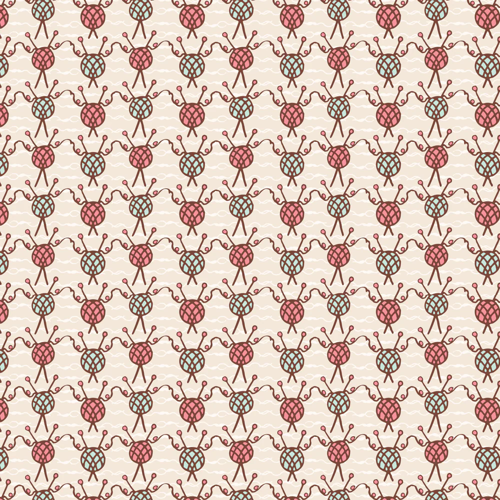 Packed Balls Of Yarn With Needles Fabric - Tan