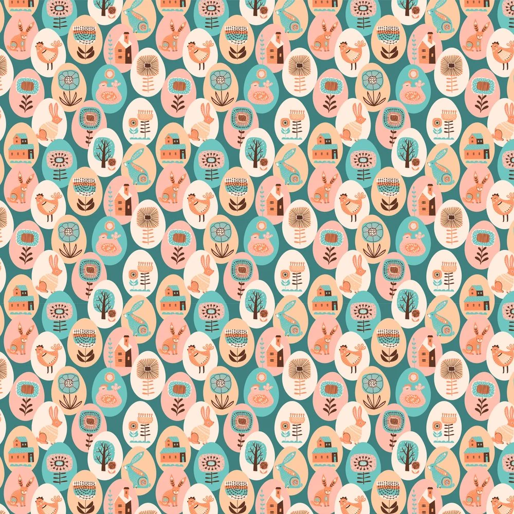Packed Boho Easter Egg Fabric