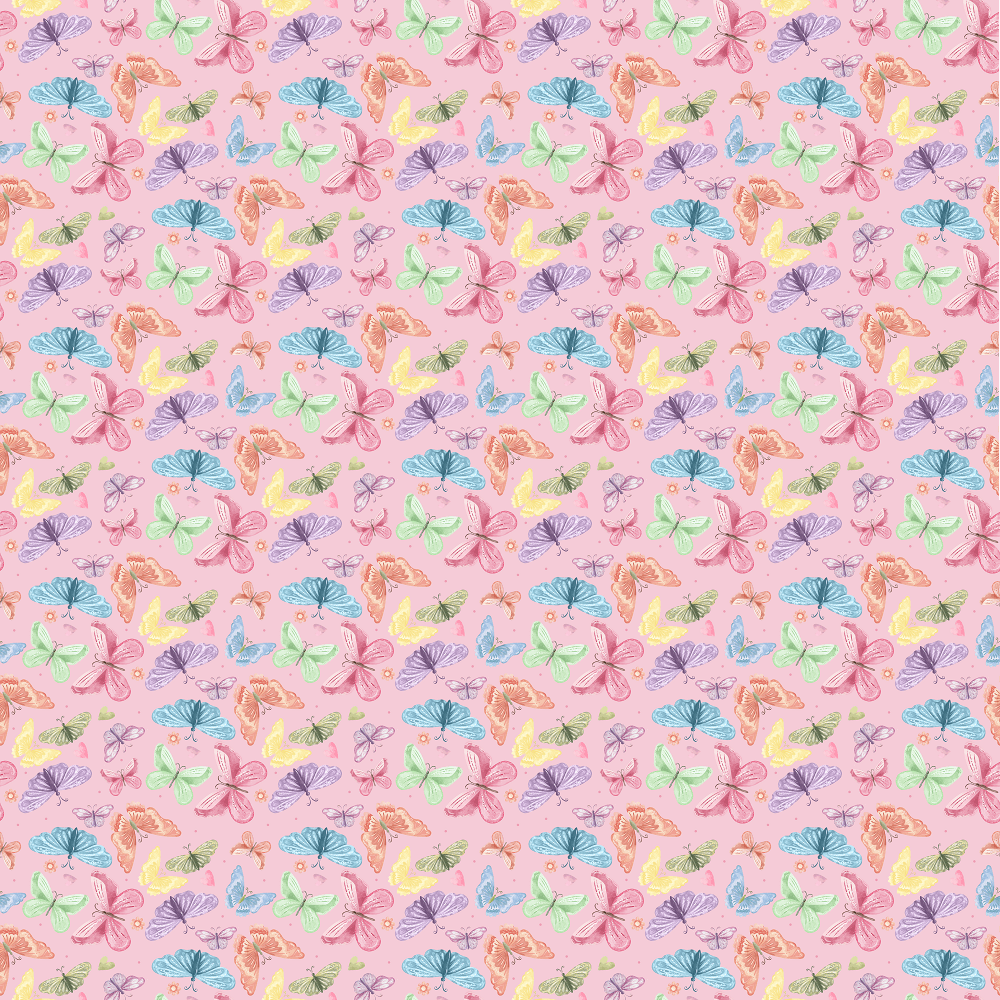 Packed Butterflies Fabric - Pink