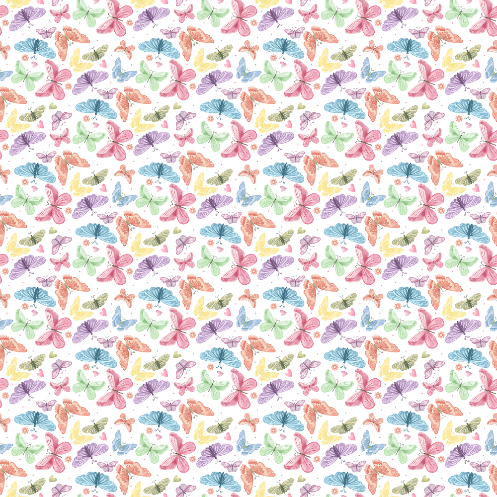 Packed Butterflies Fabric - White