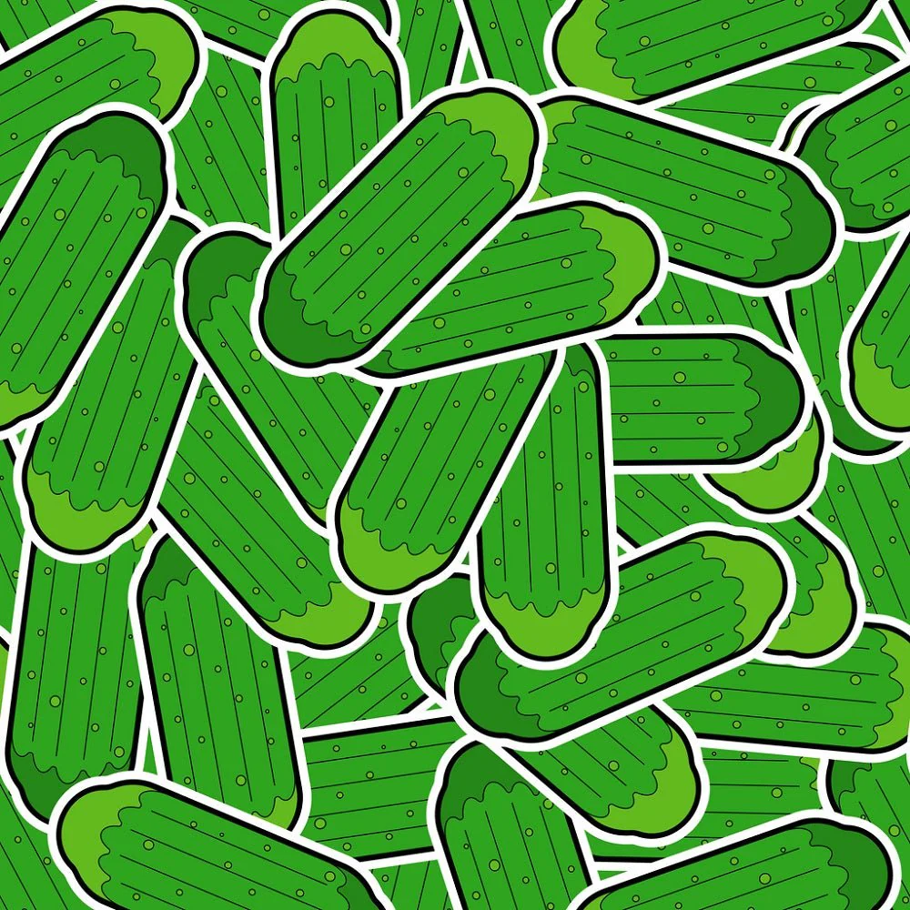 Packed Cartoon Cucumbers Fabric